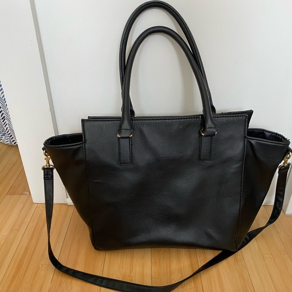 black structured tote bag